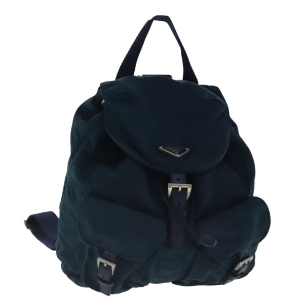 PRADA Backpack Nylon Navy Silver  95355