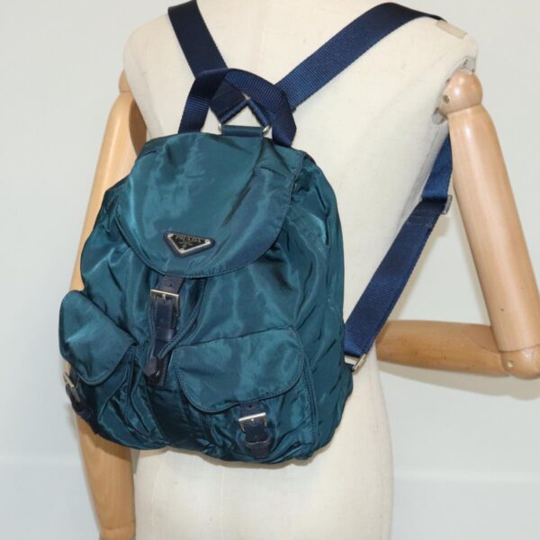 PRADA Backpack Nylon Navy Silver  95355
