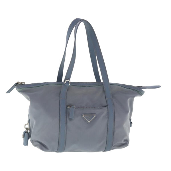 PRADA Tote Bag Nylon Light Blue Silver  95359