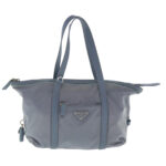 PRADA Tote Bag Nylon Light Blue Silver  95359
