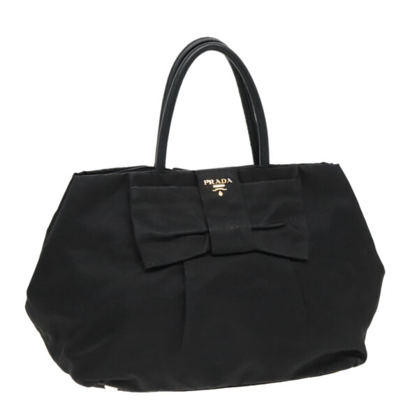 PRADA Hand Bag Nylon Black Gold  95366