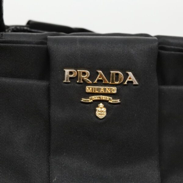 PRADA Hand Bag Nylon Black Gold  95366