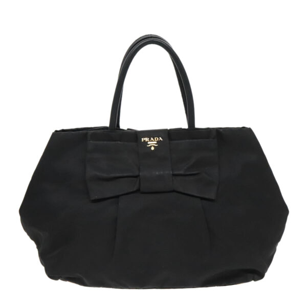 PRADA Hand Bag Nylon Black Gold  95366