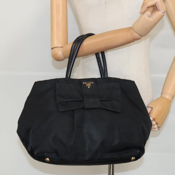 PRADA Hand Bag Nylon Black Gold  95366