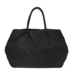 PRADA Hand Bag Nylon Black Gold  95366
