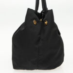 PRADA Hand Bag Nylon Black Gold  95366
