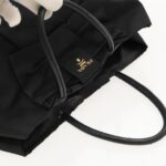 PRADA Hand Bag Nylon Black Gold  95366