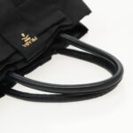 PRADA Hand Bag Nylon Black Gold  95366