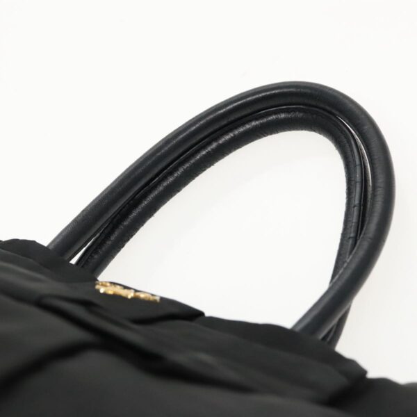 PRADA Hand Bag Nylon Black Gold  95366