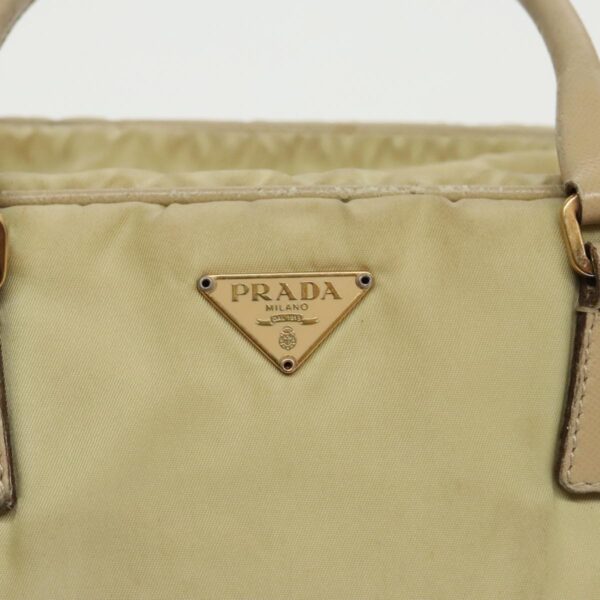 PRADA Hand Bag Nylon Beige Gold  95369