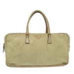 PRADA Hand Bag Nylon Beige Gold  95369