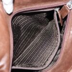 PRADA Hand Bag Leather Brown Silver  95631