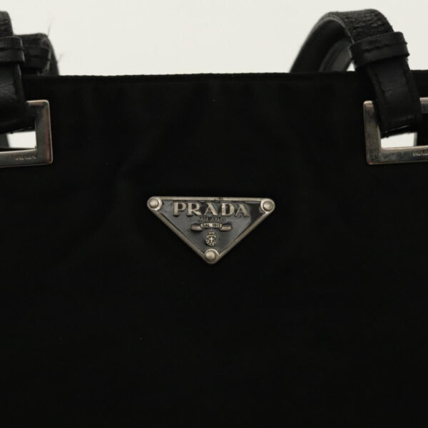 PRADA Hand Bag Nylon Black Silver  95645