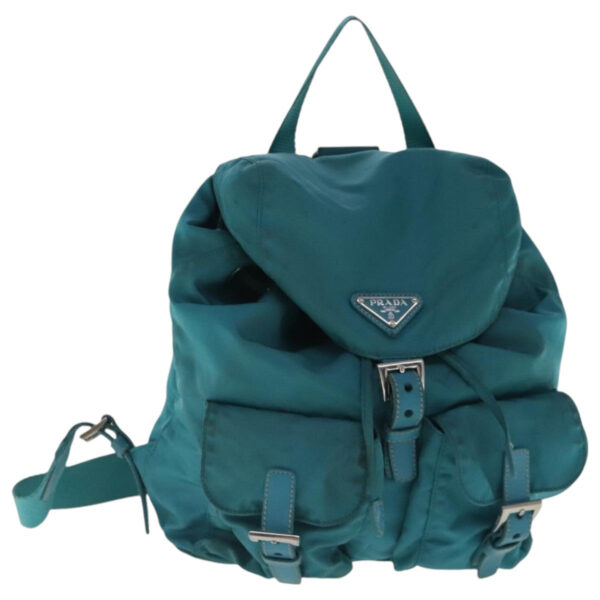 PRADA Backpack Nylon Blue Silver  95670