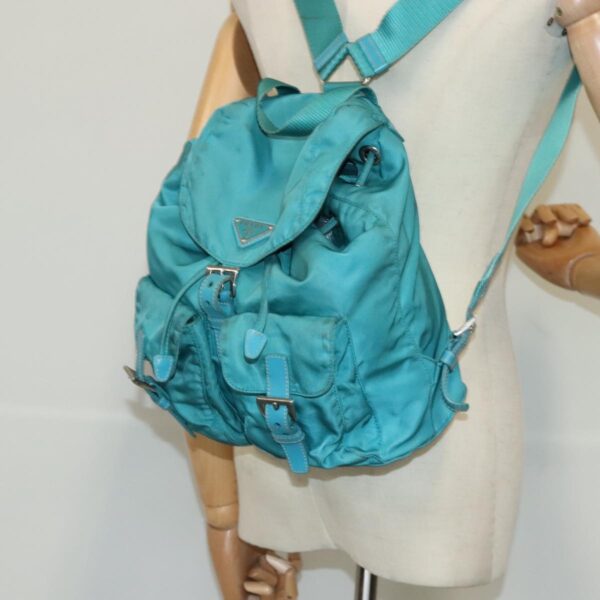 PRADA Backpack Nylon Blue Silver  95670