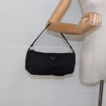 PRADA Accessory Pouch Nylon Black Silver  95690