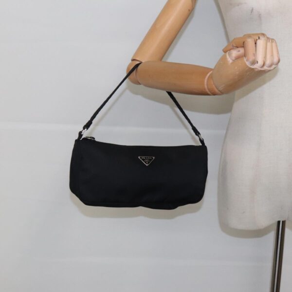 PRADA Accessory Pouch Nylon Black Silver  95690