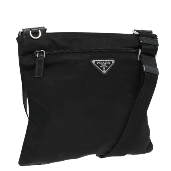 PRADA Shoulder Bag Nylon Black Silver  95787