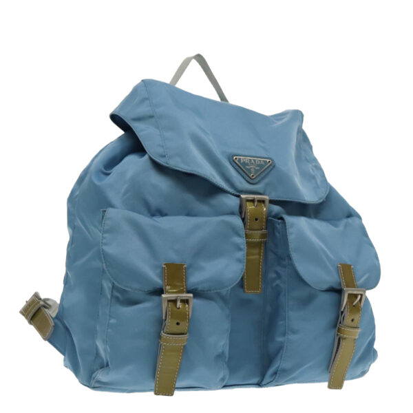 PRADA Backpack Nylon Blue Silver  95917