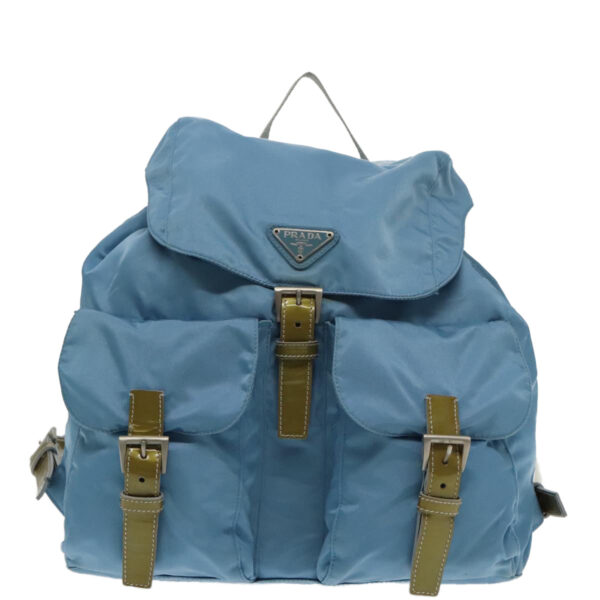 PRADA Backpack Nylon Blue Silver  95917