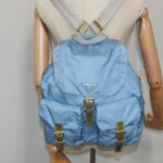 PRADA Backpack Nylon Blue Silver  95917