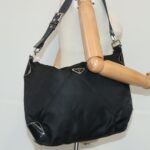 PRADA Shoulder Bag Nylon Black Silver  96001