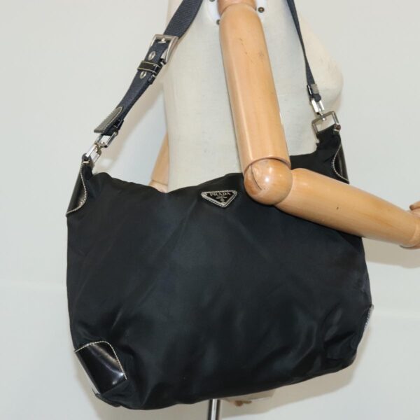 PRADA Shoulder Bag Nylon Black Silver  96001