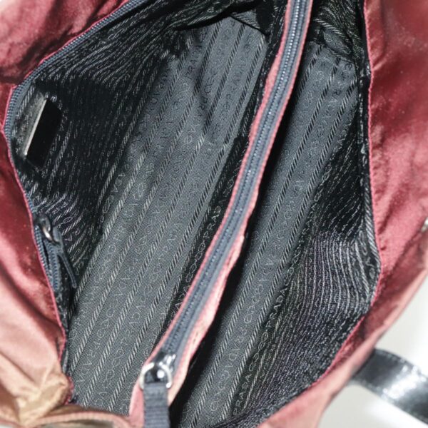 PRADA Tote Bag Nylon Bordeaux Silver  96068
