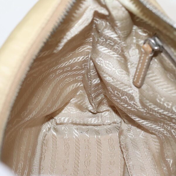 PRADA Accessory Pouch Nylon Beige Silver  96069