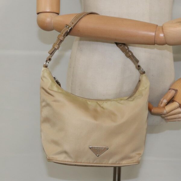 PRADA Accessory Pouch Nylon Beige Silver  96069