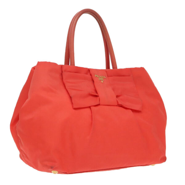 PRADA Hand Bag Nylon Orange Gold  96342