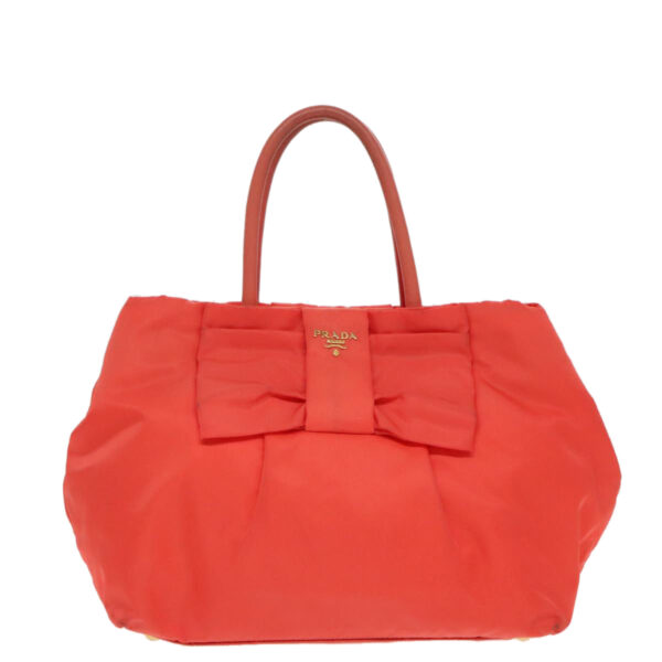 PRADA Hand Bag Nylon Orange Gold  96342