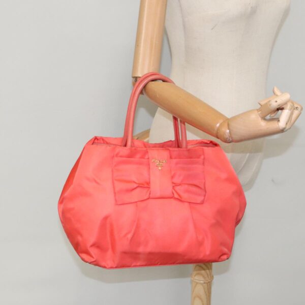PRADA Hand Bag Nylon Orange Gold  96342