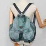 PRADA Backpack Nylon Green Silver  96346