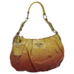 PRADA Hand Bag Enamel Yellow Silver 96373