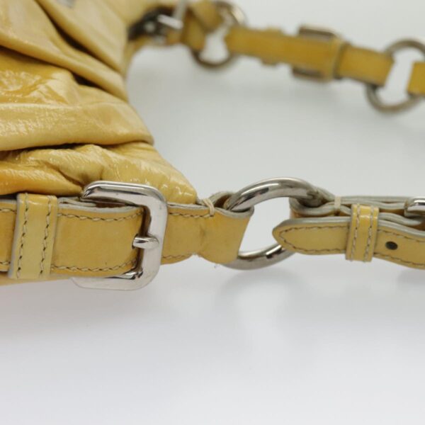 PRADA Hand Bag Enamel Yellow Silver 96373