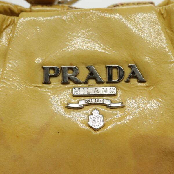PRADA Hand Bag Enamel Yellow Silver 96373