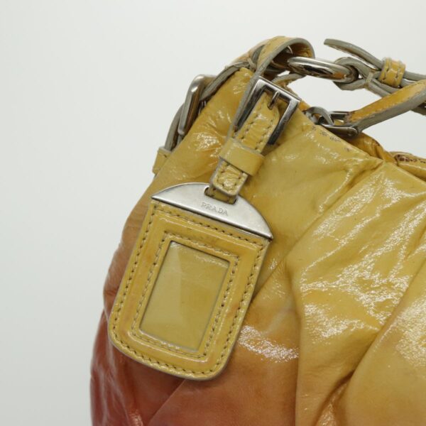 PRADA Hand Bag Enamel Yellow Silver 96373