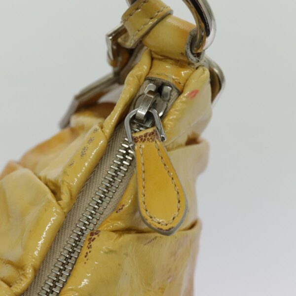 PRADA Hand Bag Enamel Yellow Silver 96373