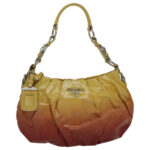 PRADA Hand Bag Enamel Yellow Silver 96373