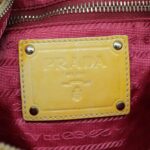 PRADA Hand Bag Enamel Yellow Silver 96373