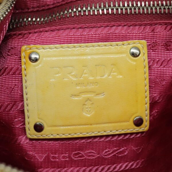PRADA Hand Bag Enamel Yellow Silver 96373