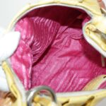 PRADA Hand Bag Enamel Yellow Silver 96373