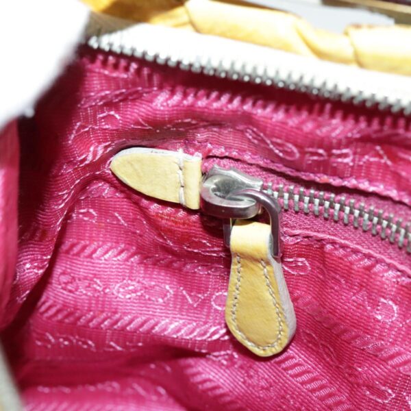 PRADA Hand Bag Enamel Yellow Silver 96373