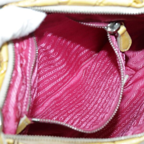 PRADA Hand Bag Enamel Yellow Silver 96373