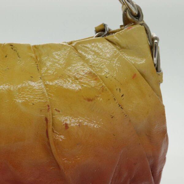 PRADA Hand Bag Enamel Yellow Silver 96373