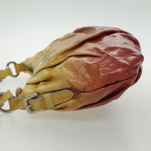 PRADA Hand Bag Enamel Yellow Silver 96373