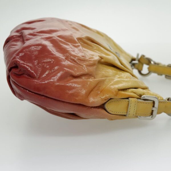 PRADA Hand Bag Enamel Yellow Silver 96373