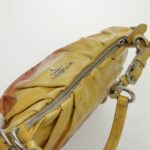 PRADA Hand Bag Enamel Yellow Silver 96373