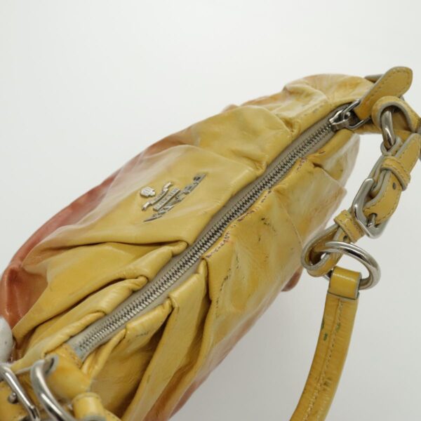 PRADA Hand Bag Enamel Yellow Silver 96373